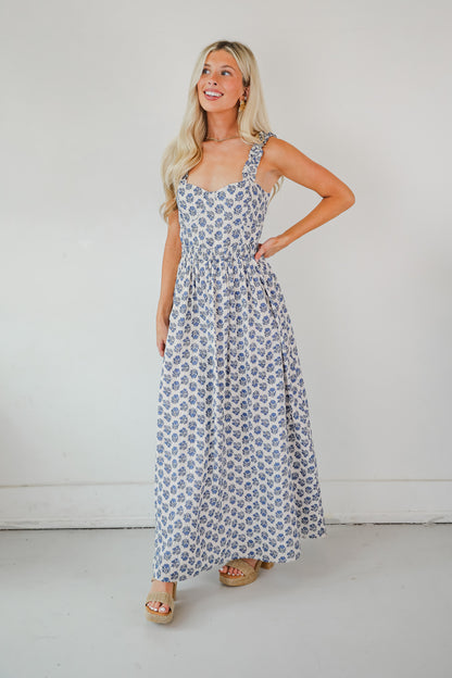 Stunning Element Blue Floral Maxi Dress