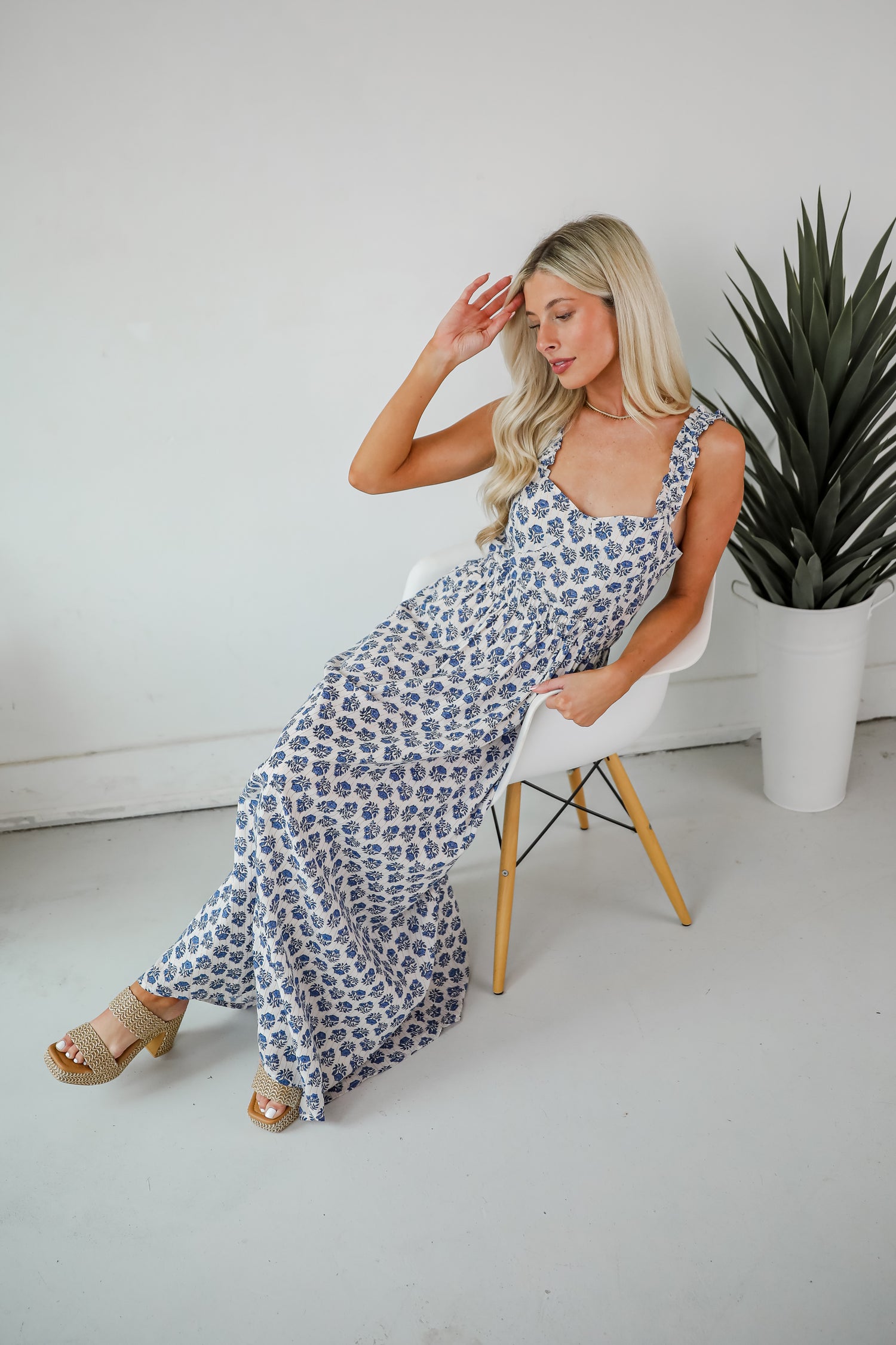 Stunning Element Blue Floral Maxi Dress