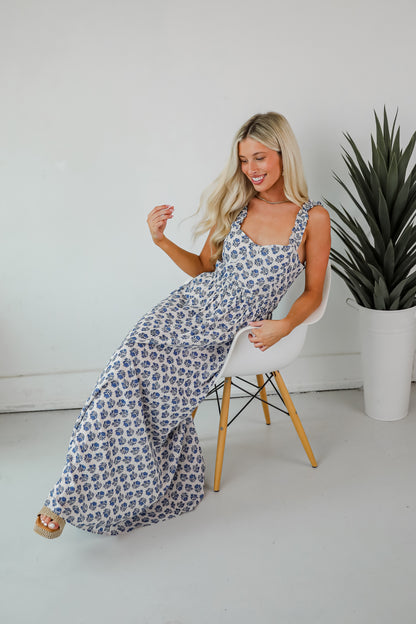 Stunning Element Blue Floral Maxi Dress