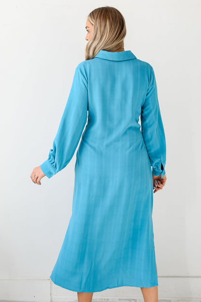 Blue Midi Dress back view