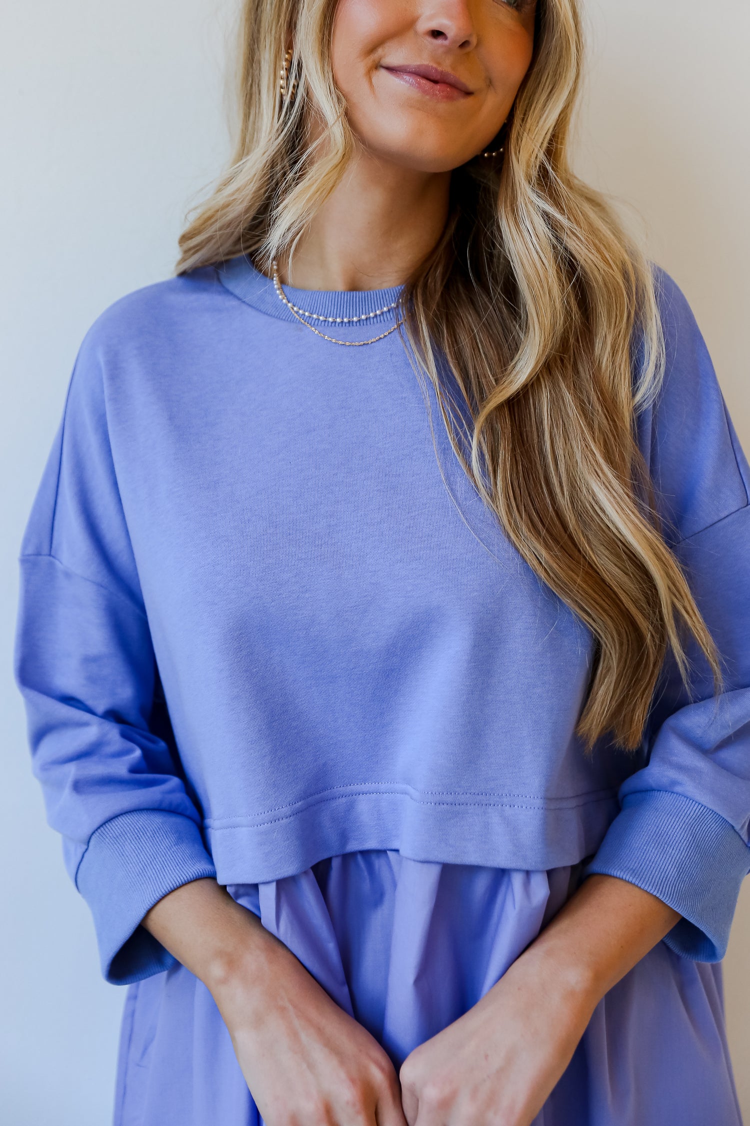 trendy Periwinkle Sweatshirt Dress