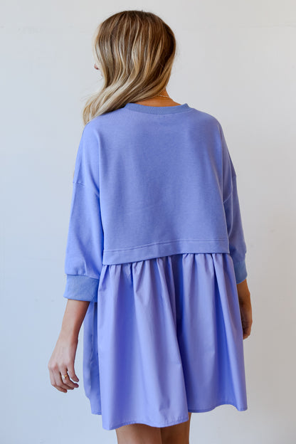 Periwinkle Sweatshirt Dress back view