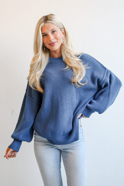 Curated Look Blue Oversized Sweater