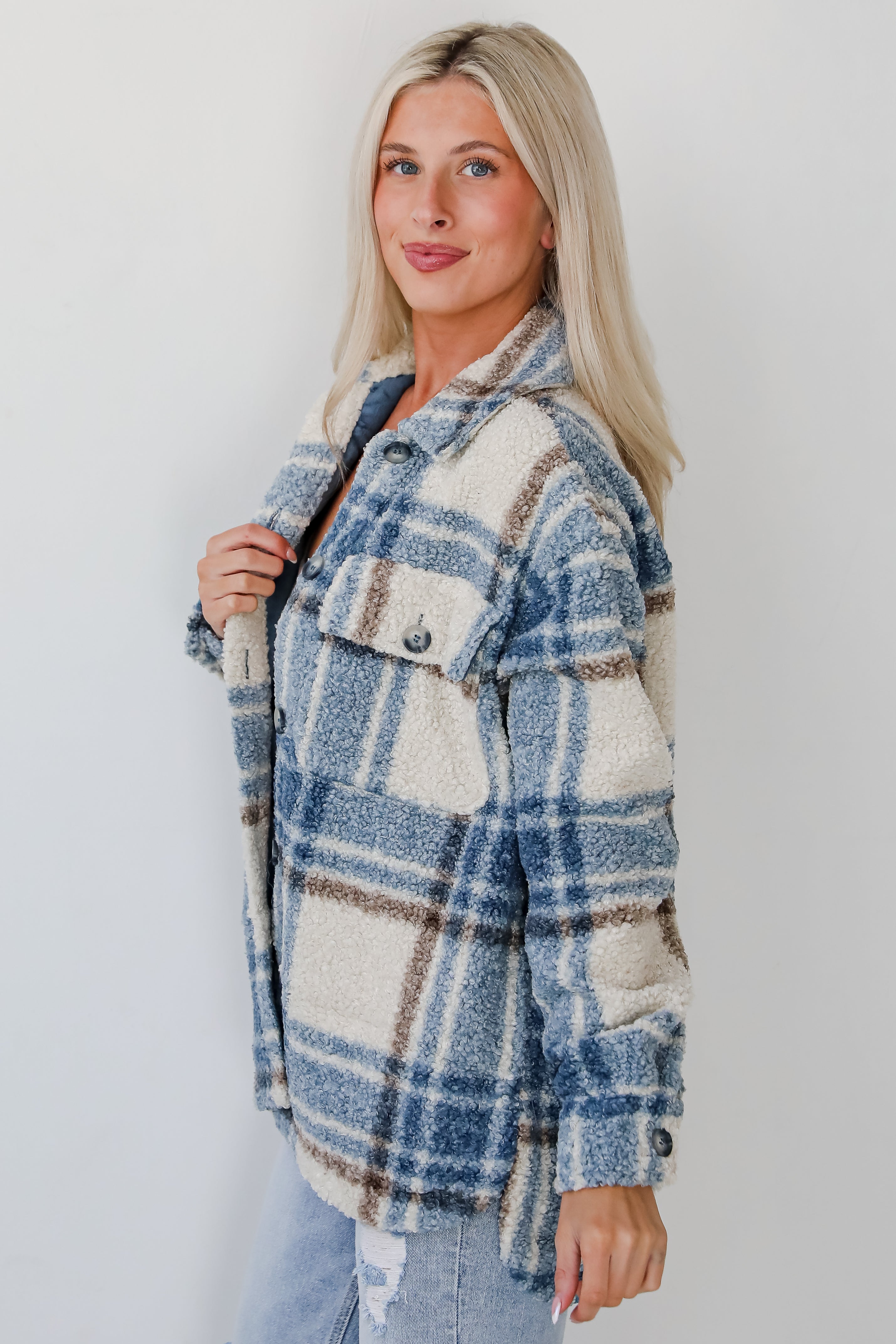 Cuddly Cute Plaid Teddy Shacket