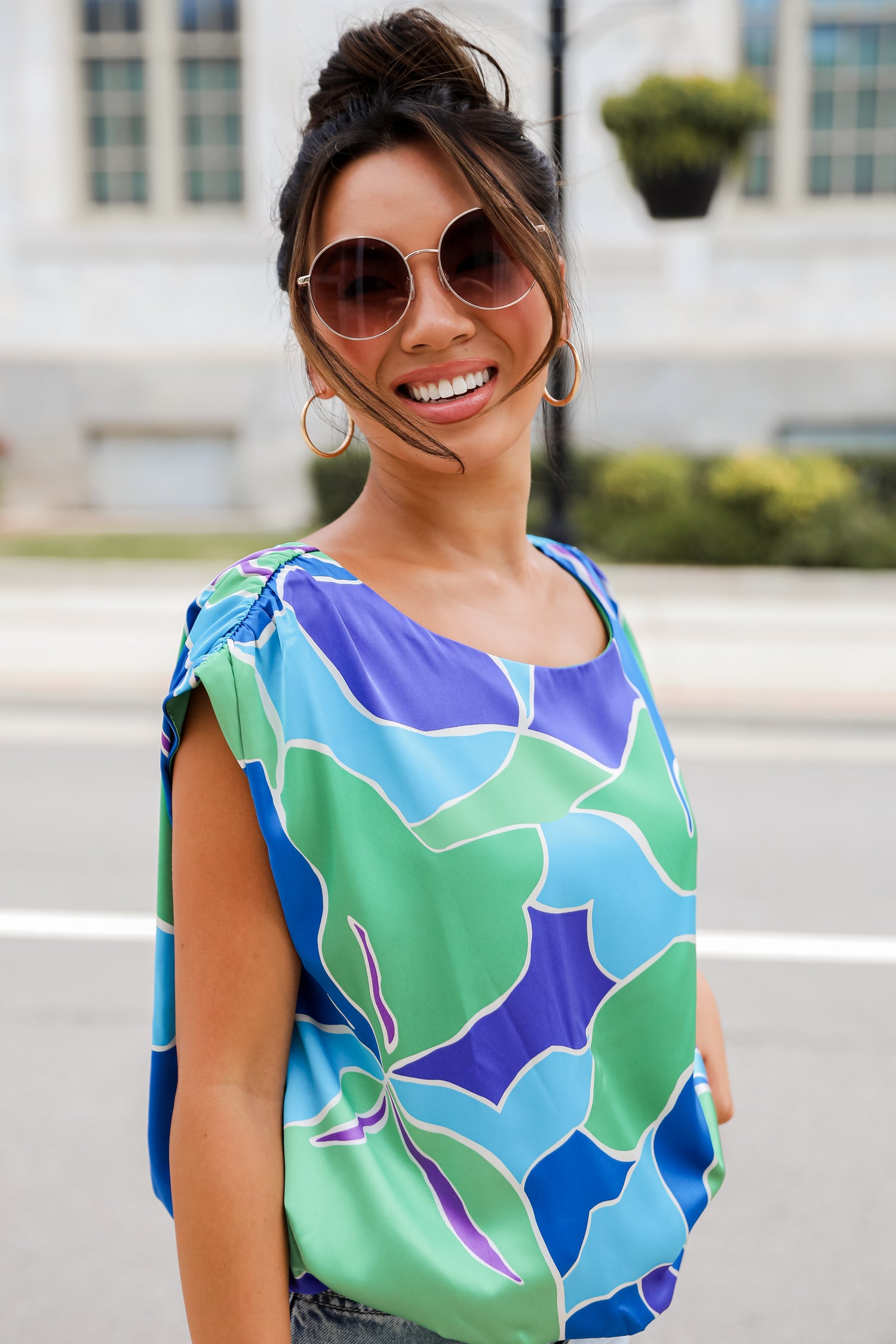 Exceptionally Elegant Blue Satin Blouse