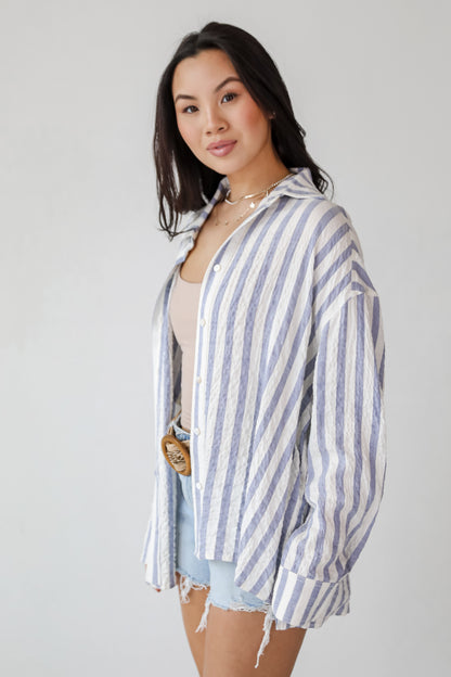 Sunny Signs Blue Striped Button-Up Blouse