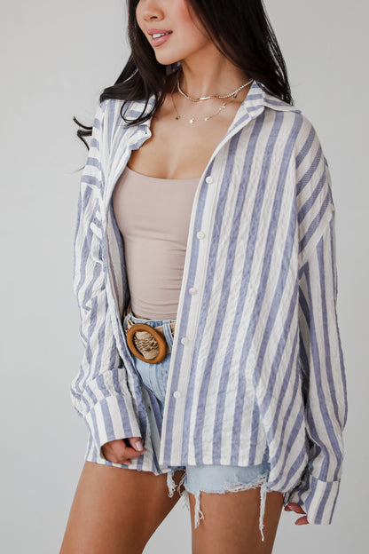 Sunny Signs Blue Striped Button-Up Blouse