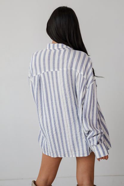 Sunny Signs Blue Striped Button-Up Blouse