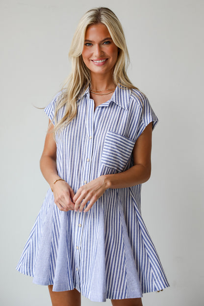 Summer Design Denim Striped Mini Dress