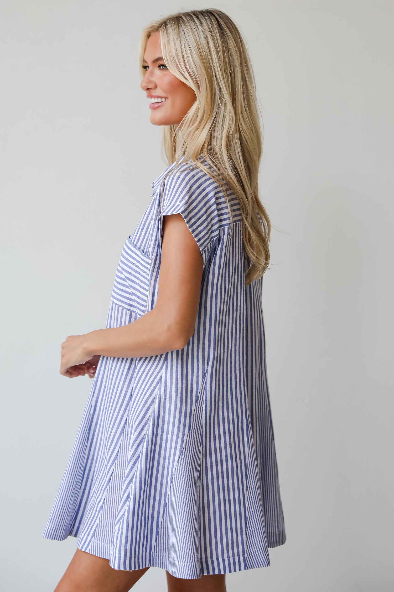 Summer Design Denim Striped Mini Dress