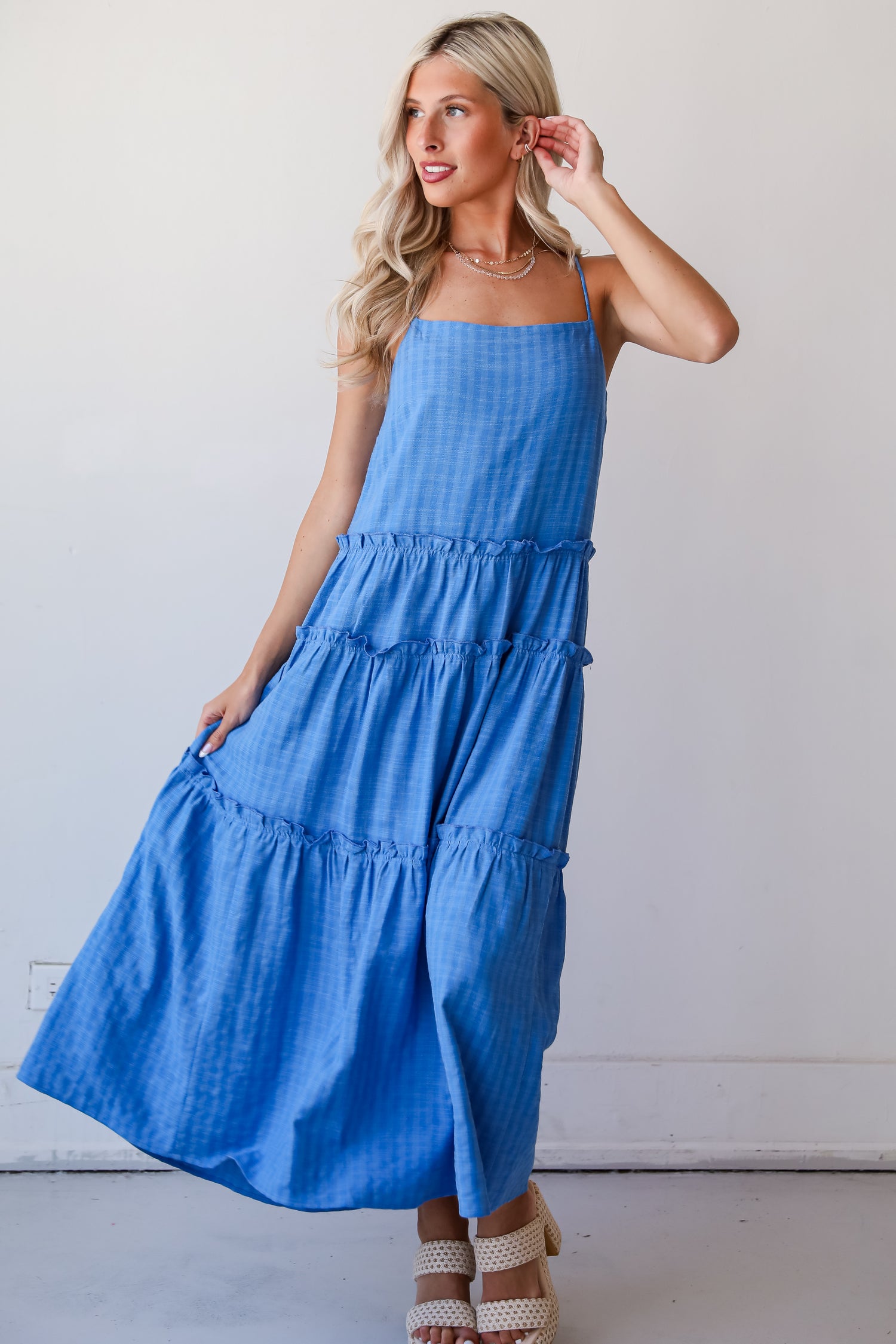 Uncommon Charm Blue Tiered Maxi Dress