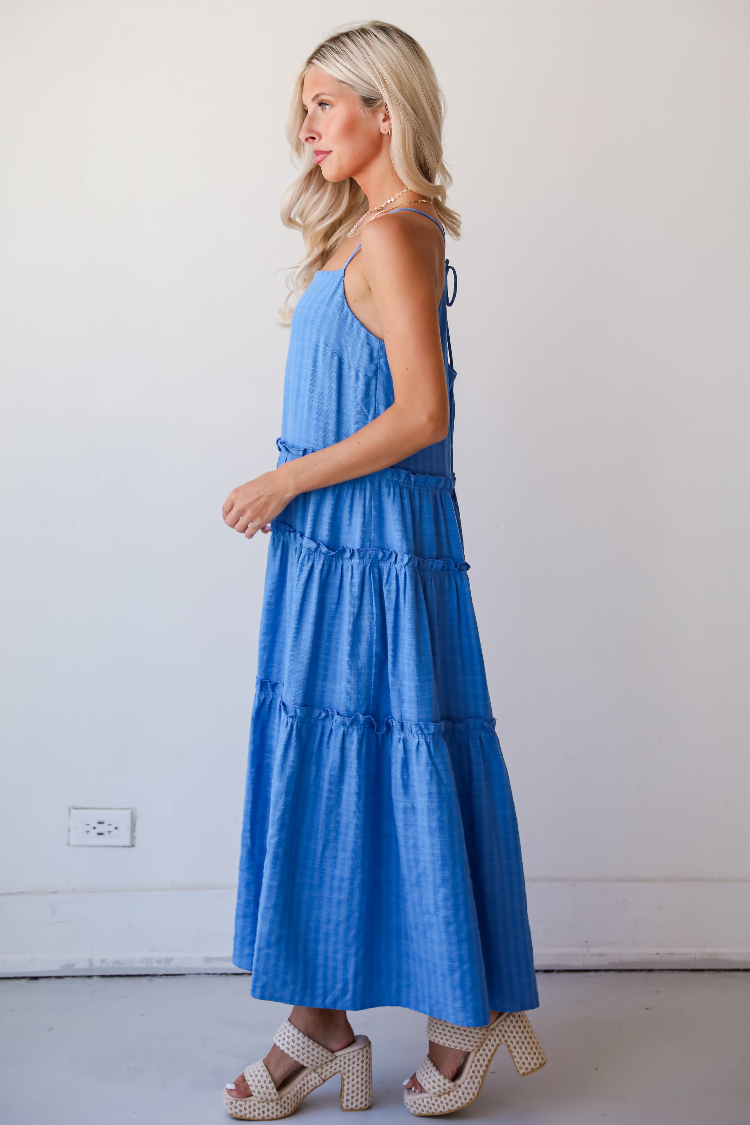 Uncommon Charm Blue Tiered Maxi Dress