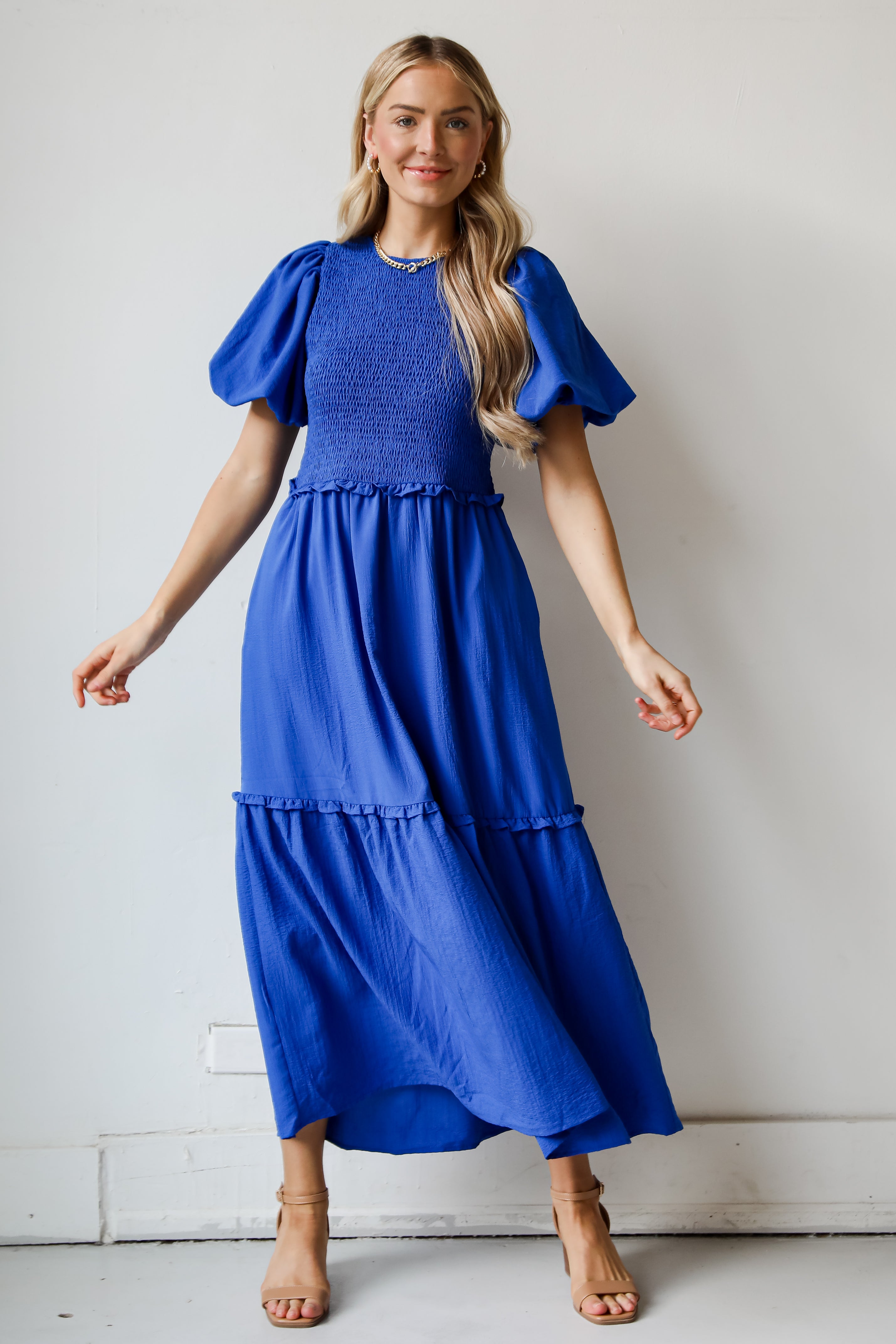 puff sleeve maxi dress