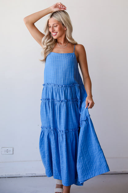 Uncommon Charm Blue Tiered Maxi Dress