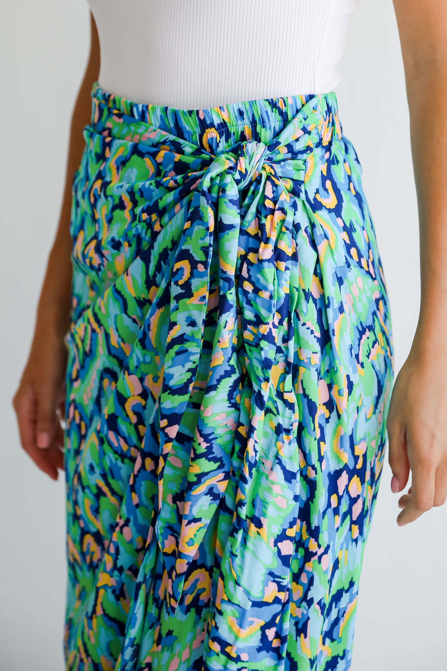 Magnificent Poise Blue Wrap Midi Skirt