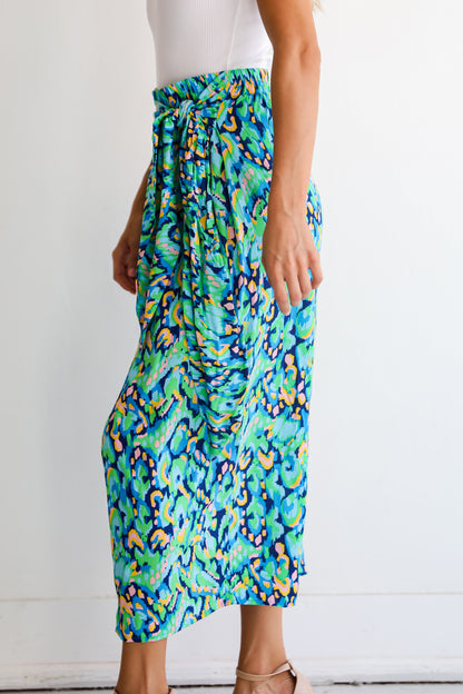 Magnificent Poise Blue Wrap Midi Skirt