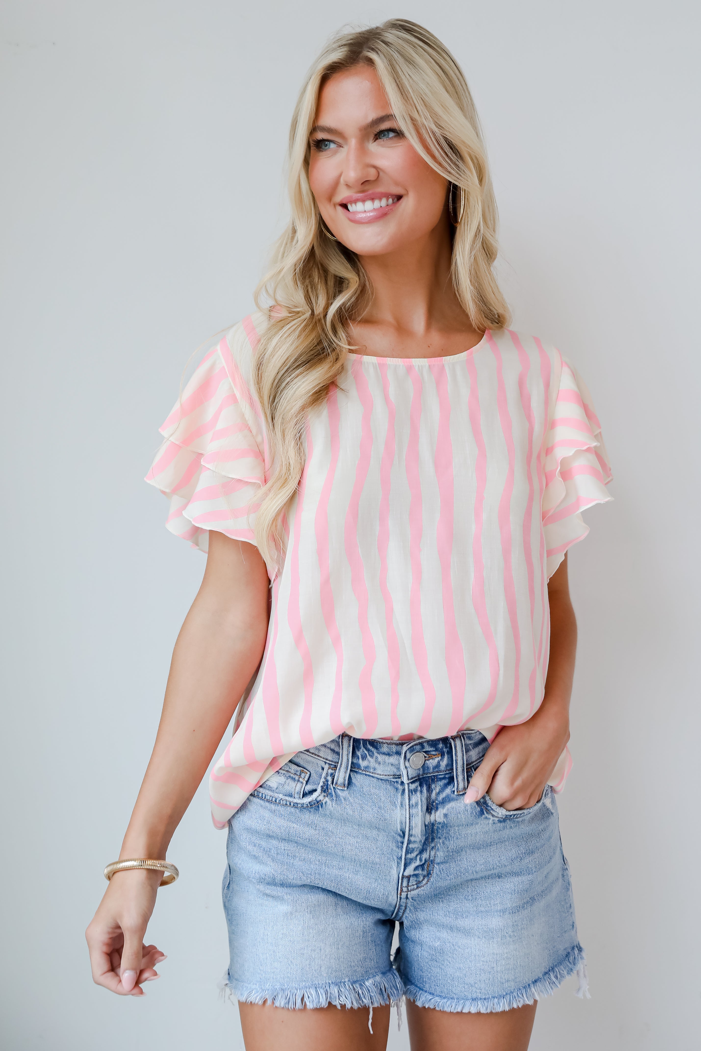 womens Blush Striped Blouse