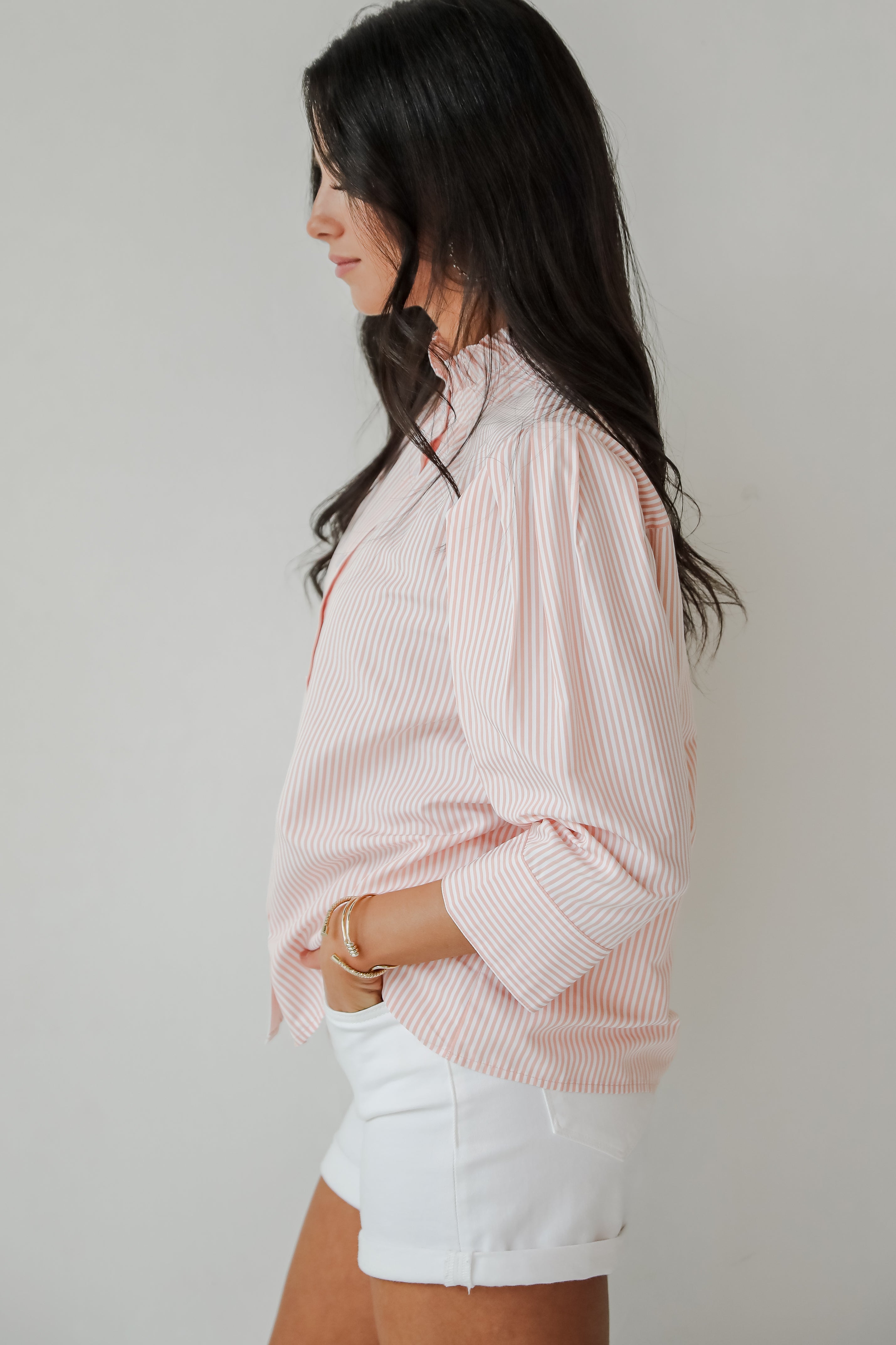 Casual Enchantment Blush Striped Blouse