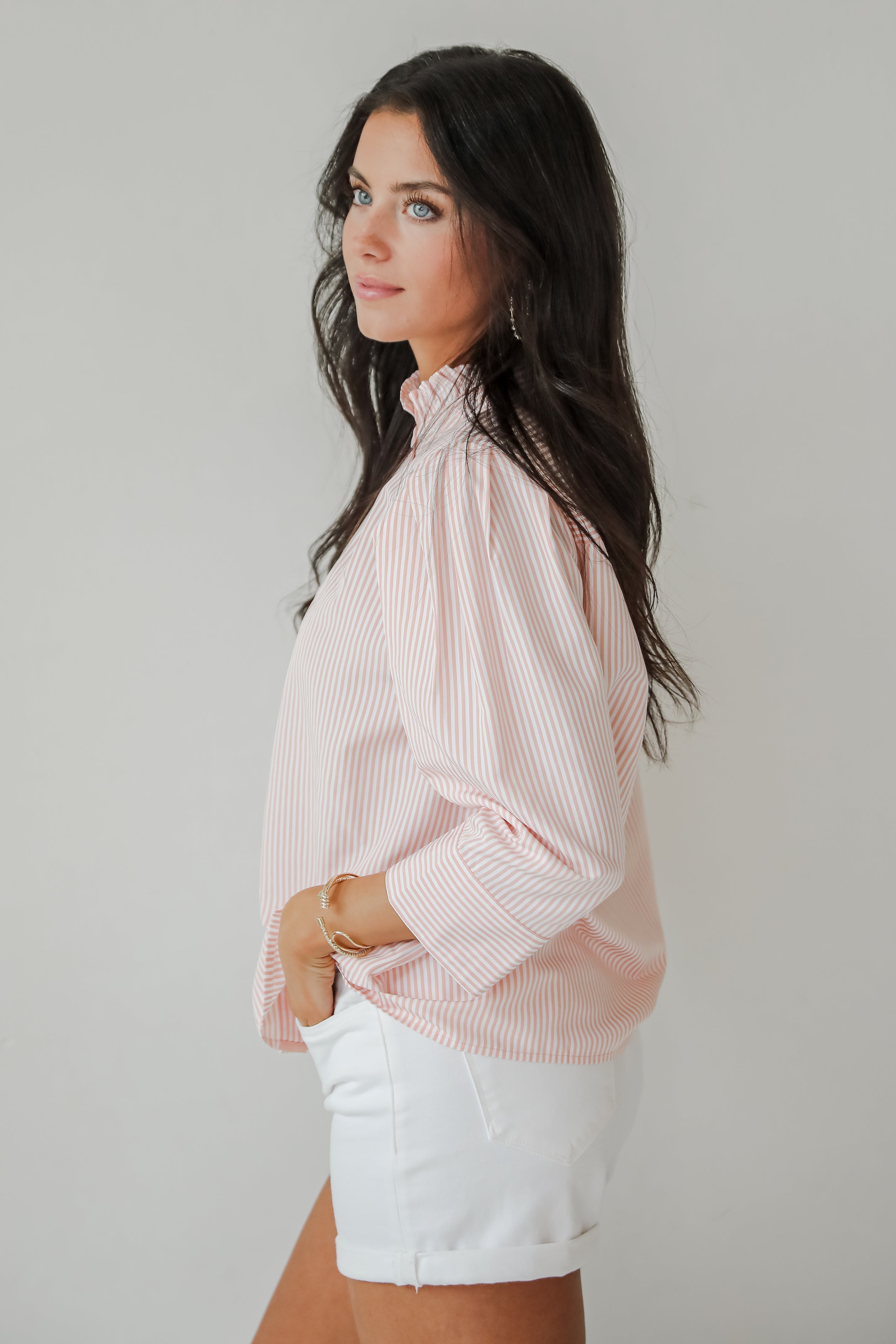 Casual Enchantment Blush Striped Blouse