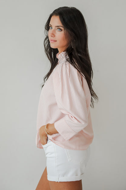 Casual Enchantment Blush Striped Blouse