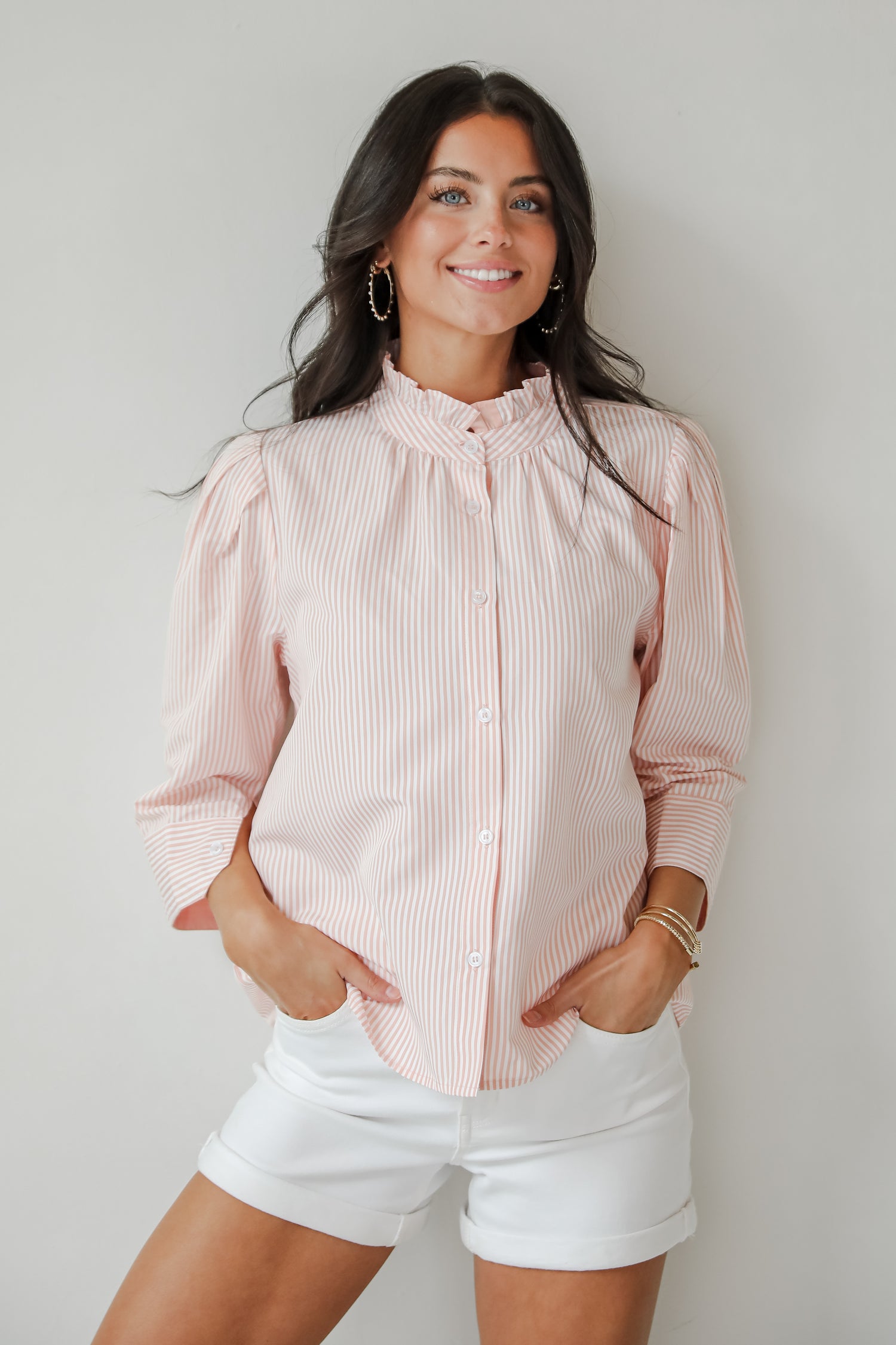 Casual Enchantment Blush Striped Blouse