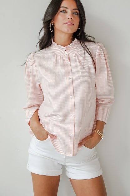 Casual Enchantment Blush Striped Blouse