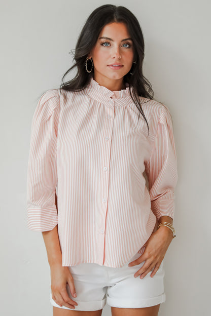 Casual Enchantment Blush Striped Blouse