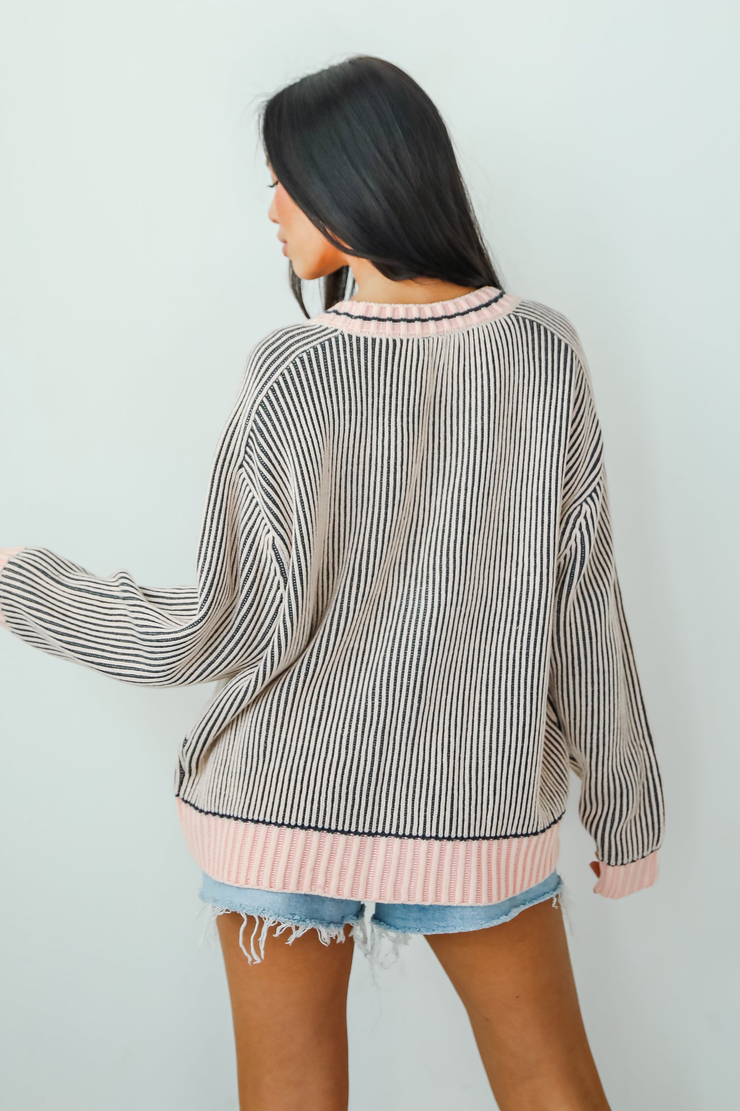 Cozy Expert Blush Striped Sweater Cardigan