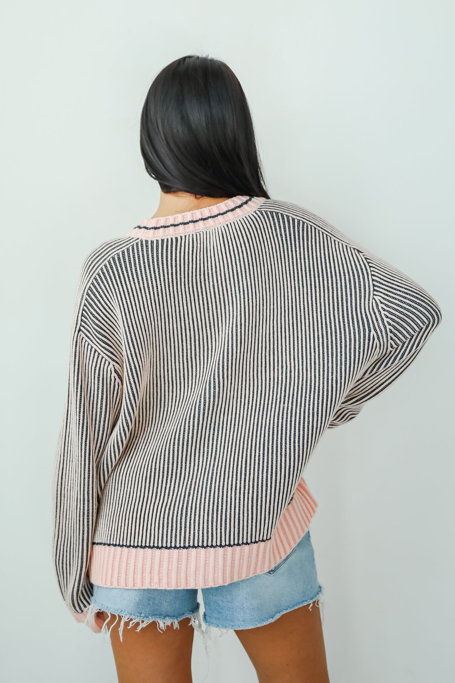 Cozy Expert Blush Striped Sweater Cardigan