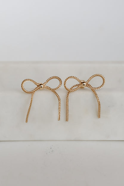 Ava Gold Bow Earrings