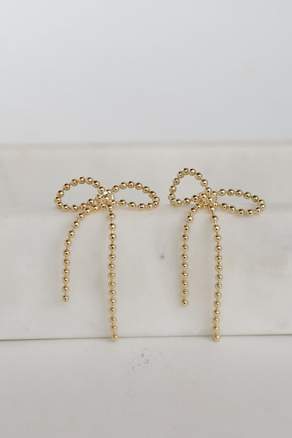 Clara Gold Beaded Bow Earrings