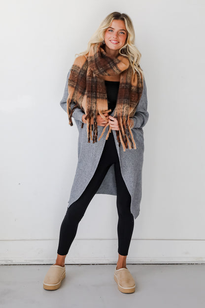 Snuggly Elevation Plaid Fringe Scarf