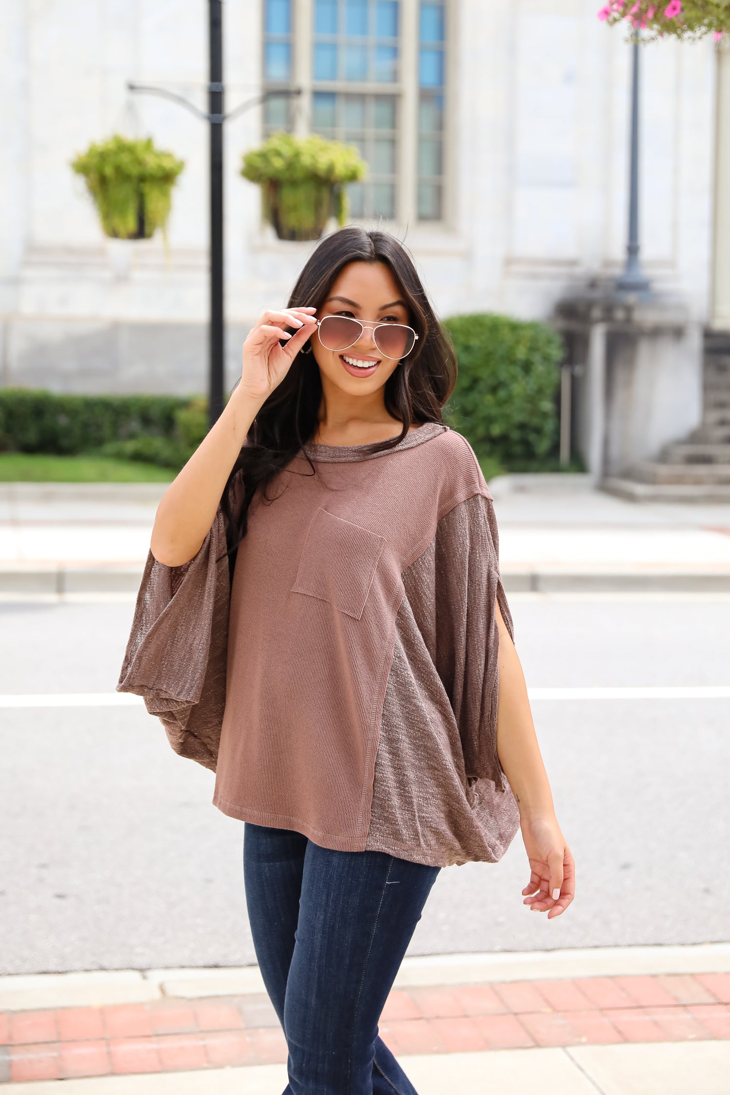 Essential Coziness Brown Oversized Knit Top