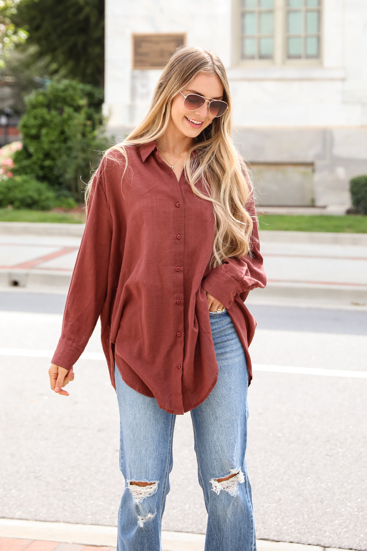 Allison Oversized Button-Up Blouse