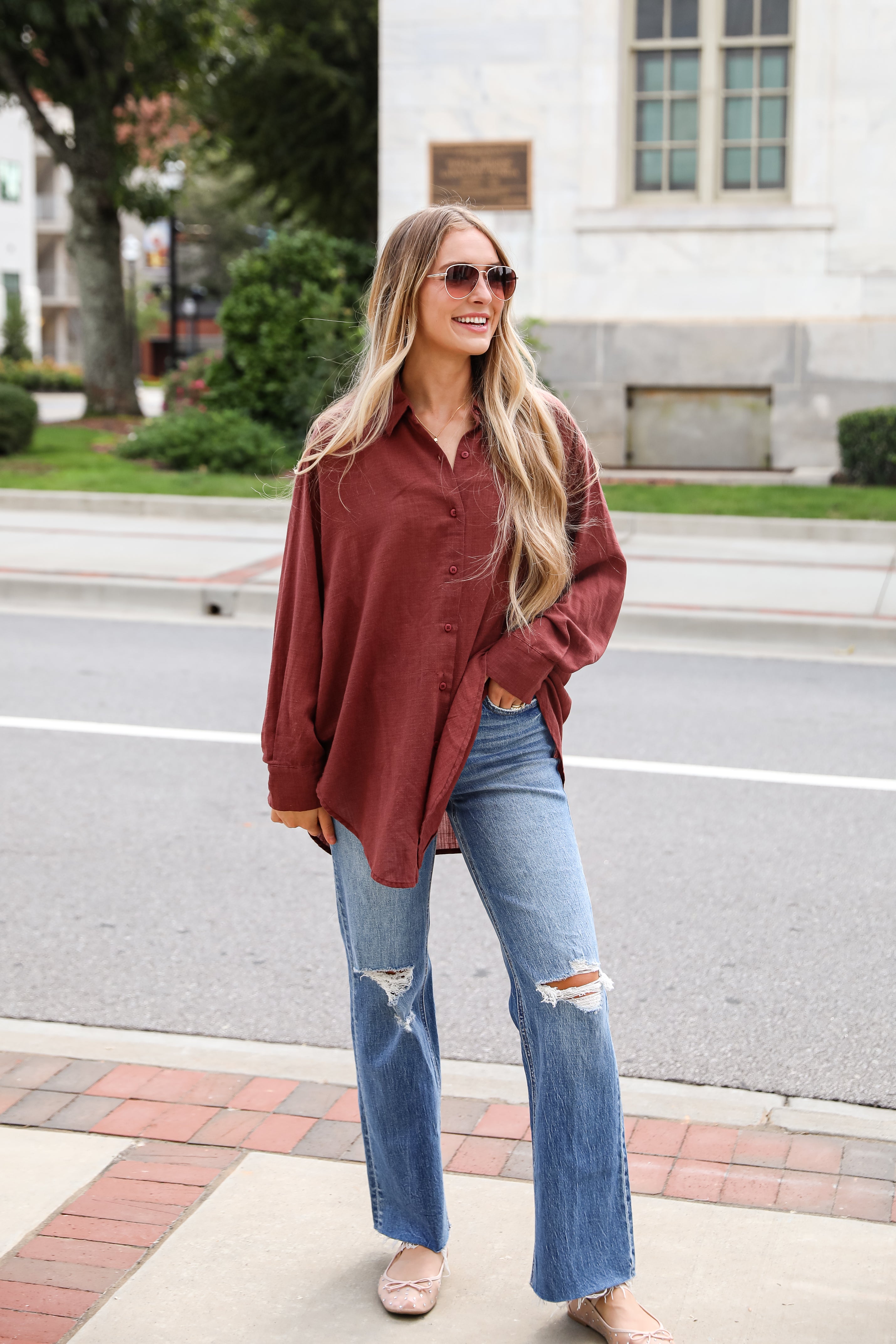 Allison Oversized Button-Up Blouse