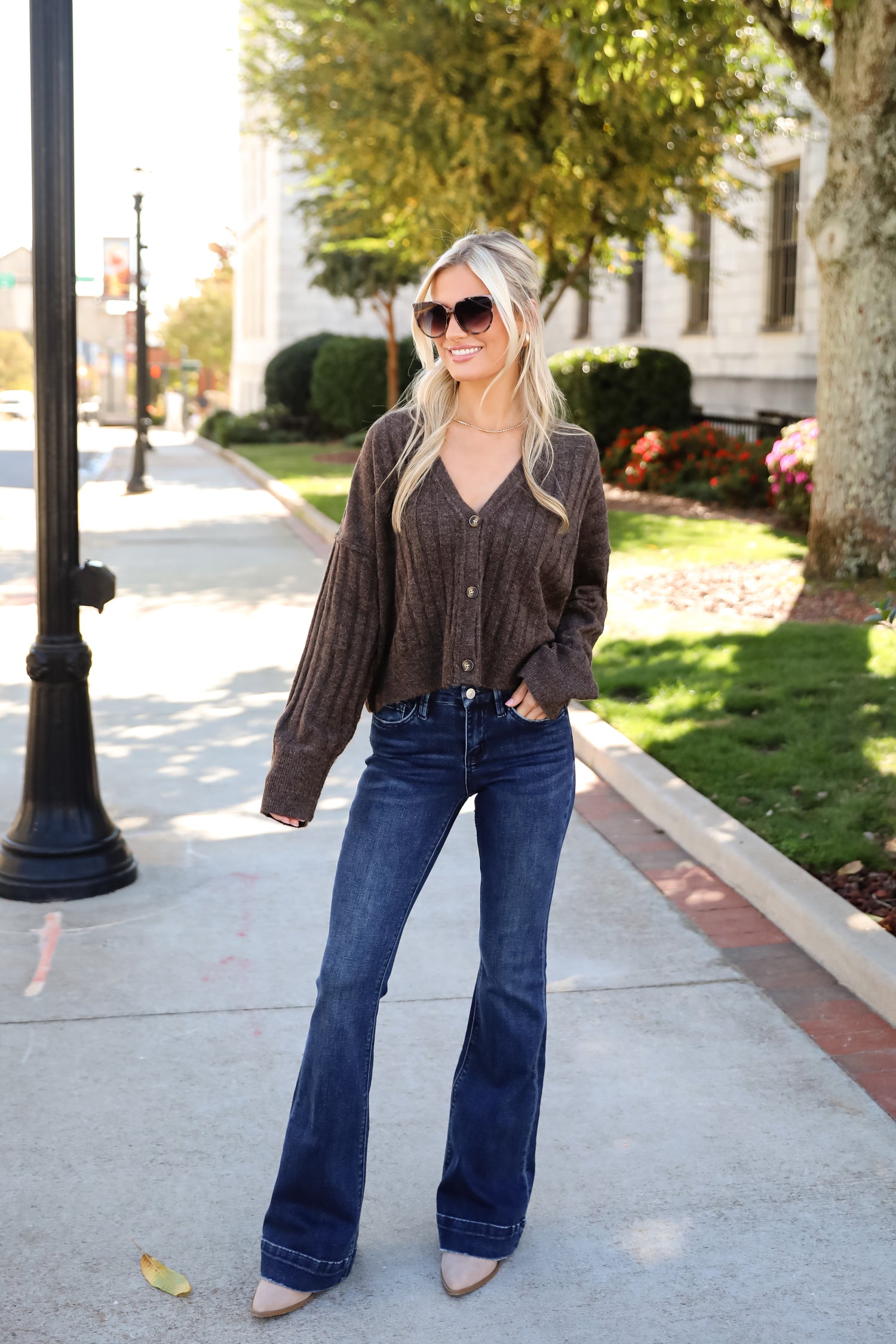 Comfortable Classic Brown Sweater Cardigan