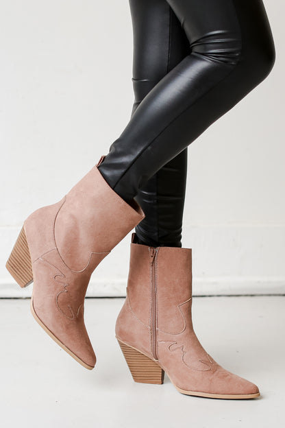 trendy Brown Western Booties