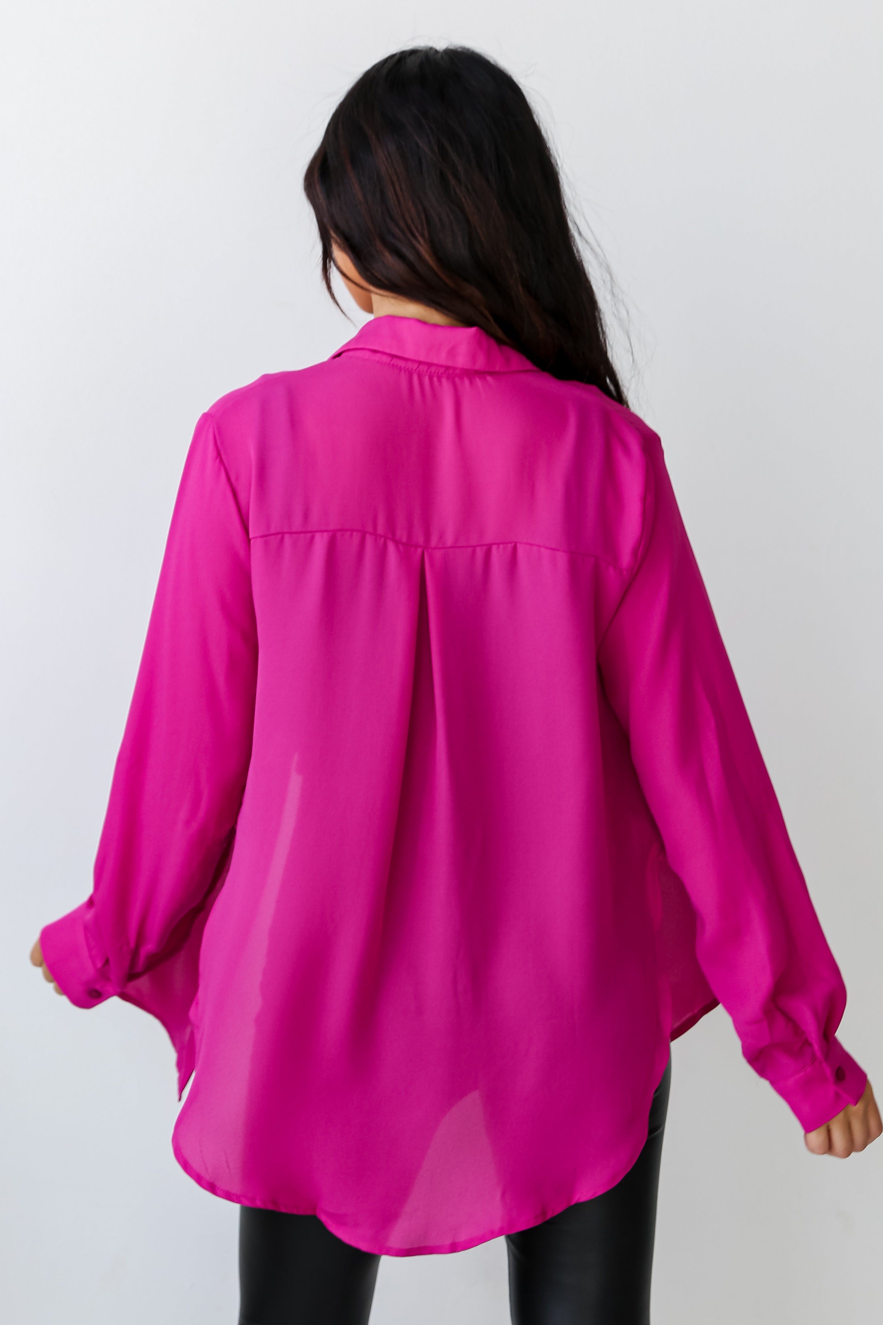 pink Button-Up Blouse back view