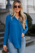 blue Button-Up Blouse