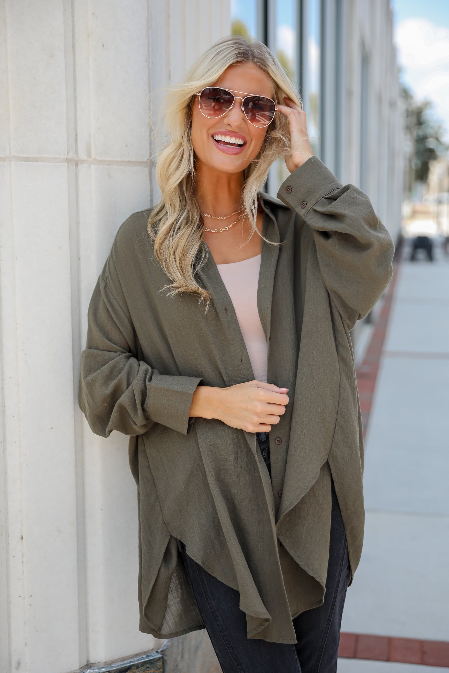 Allison Oversized Button-Up Blouse