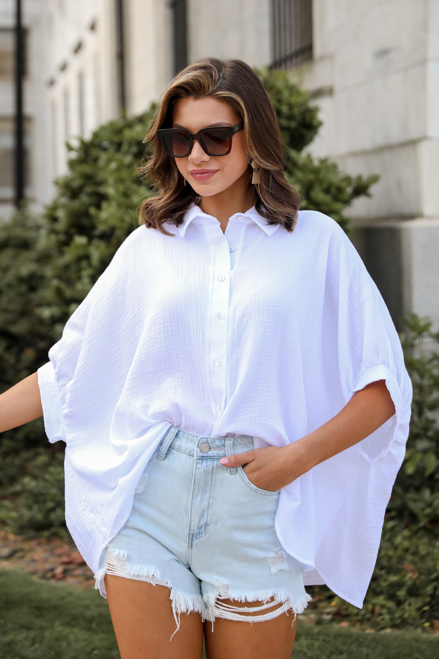 white linen blouse