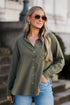 olive Linen Button-Up Blouse