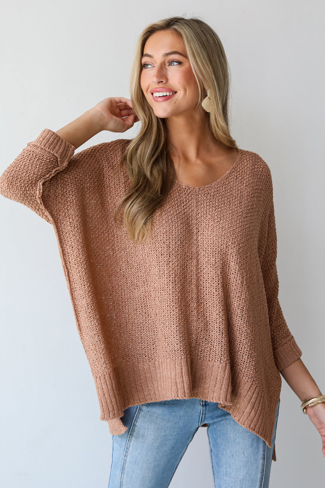 Crush Worthy Camel Oversized Lightweight Knit Sweater