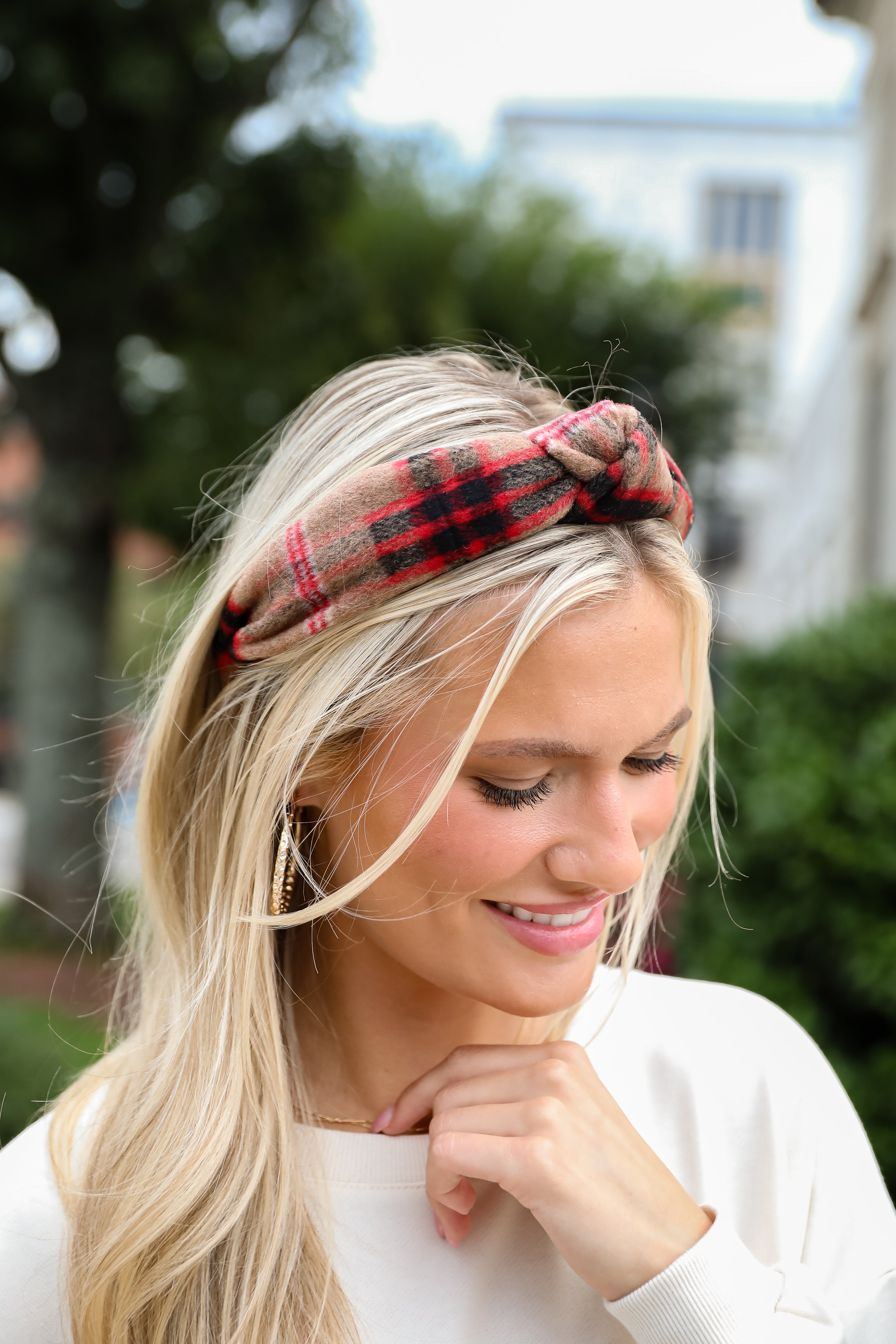 Precious Energy Plaid Knotted Headband