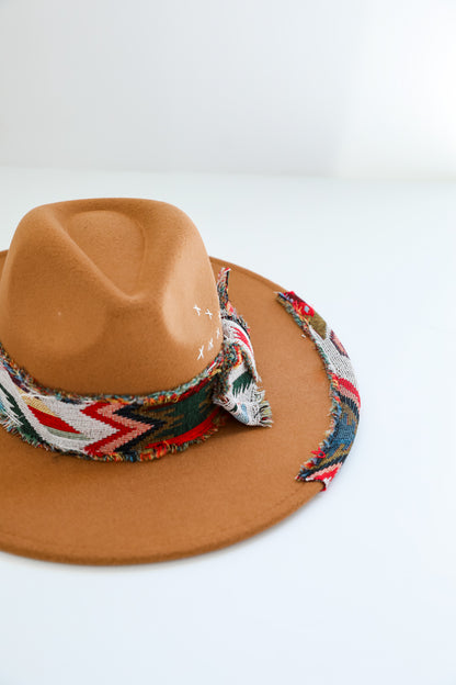 Saddled Up Camel Wide Brim Fedora Hat