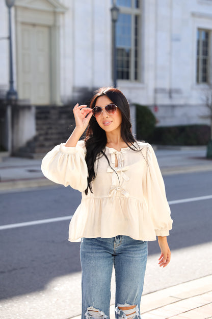 Notably Luxe Metallic Bow Blouse