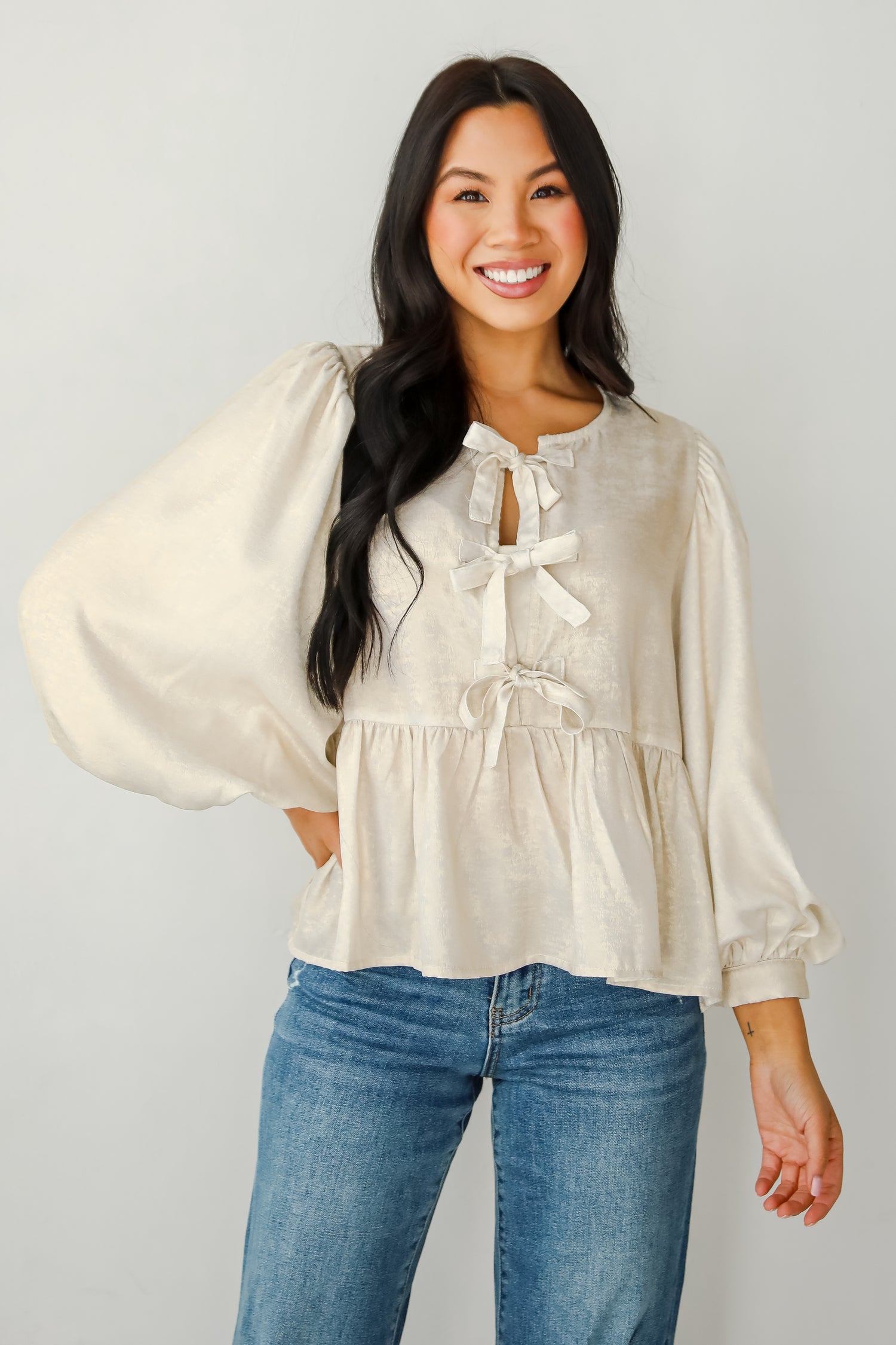 Notably Luxe Metallic Bow Blouse