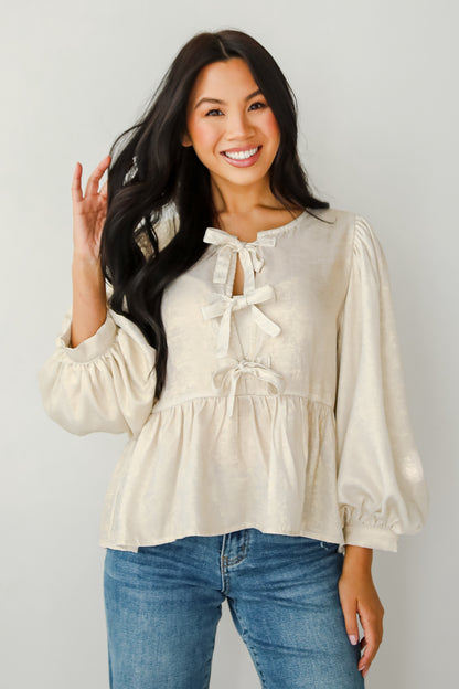 Notably Luxe Metallic Bow Blouse