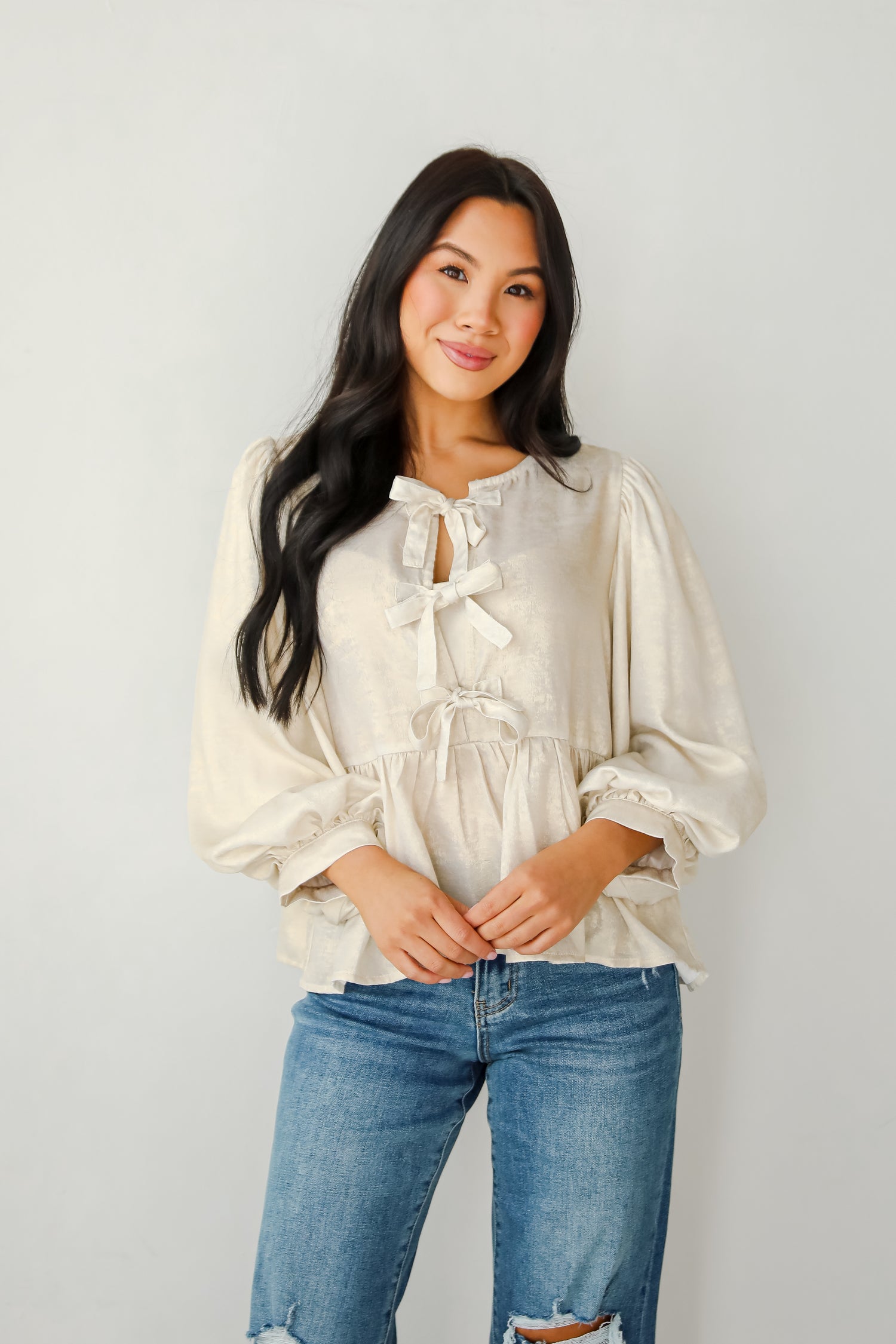 Notably Luxe Metallic Bow Blouse