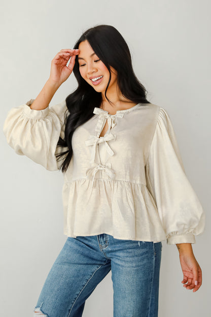 Notably Luxe Metallic Bow Blouse